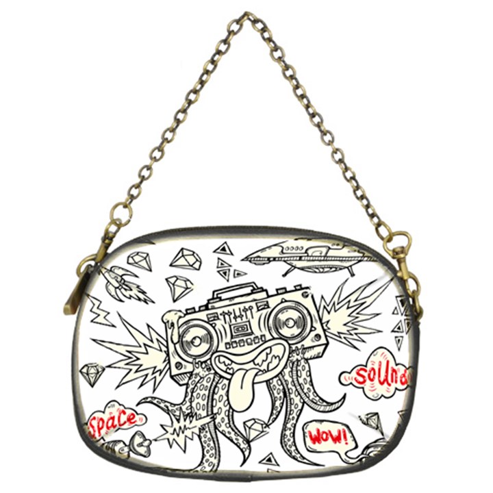 Drawing Clip Art Hand Painted Abstract Creative Space Squid Radio Chain Purse (Two Sides)