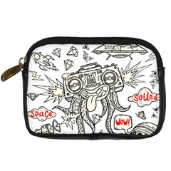 Drawing Clip Art Hand Painted Abstract Creative Space Squid Radio Digital Camera Leather Case by Salman4z