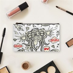 Drawing Clip Art Hand Painted Abstract Creative Space Squid Radio Cosmetic Bag (small) by Salman4z