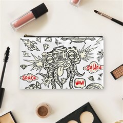 Drawing Clip Art Hand Painted Abstract Creative Space Squid Radio Cosmetic Bag (medium) by Salman4z