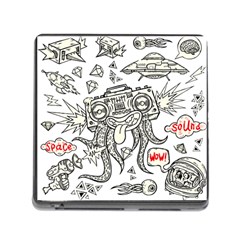 Drawing Clip Art Hand Painted Abstract Creative Space Squid Radio Memory Card Reader (square 5 Slot) by Salman4z