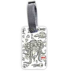 Drawing Clip Art Hand Painted Abstract Creative Space Squid Radio Luggage Tag (one Side) by Salman4z