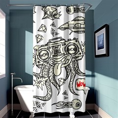 Drawing Clip Art Hand Painted Abstract Creative Space Squid Radio Shower Curtain 36  X 72  (stall)  by Salman4z