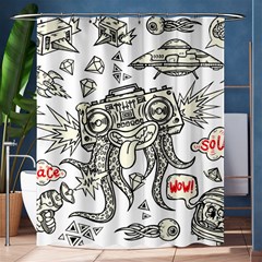 Drawing Clip Art Hand Painted Abstract Creative Space Squid Radio Shower Curtain 60  X 72  (medium)  by Salman4z