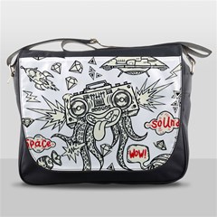 Drawing Clip Art Hand Painted Abstract Creative Space Squid Radio Messenger Bag by Salman4z