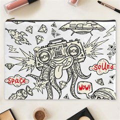 Drawing Clip Art Hand Painted Abstract Creative Space Squid Radio Cosmetic Bag (xxxl) by Salman4z