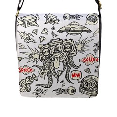 Drawing Clip Art Hand Painted Abstract Creative Space Squid Radio Flap Closure Messenger Bag (l) by Salman4z