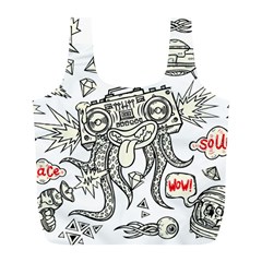 Drawing Clip Art Hand Painted Abstract Creative Space Squid Radio Full Print Recycle Bag (l) by Salman4z