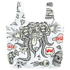 Drawing Clip Art Hand Painted Abstract Creative Space Squid Radio Full Print Recycle Bag (xl) by Salman4z