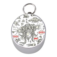 Drawing Clip Art Hand Painted Abstract Creative Space Squid Radio Mini Silver Compasses by Salman4z