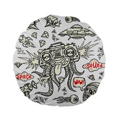 Drawing Clip Art Hand Painted Abstract Creative Space Squid Radio Standard 15  Premium Flano Round Cushions by Salman4z