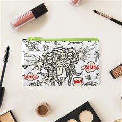 Drawing Clip Art Hand Painted Abstract Creative Space Squid Radio Cosmetic Bag (xs) by Salman4z