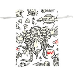 Drawing Clip Art Hand Painted Abstract Creative Space Squid Radio Lightweight Drawstring Pouch (xl) by Salman4z