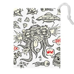 Drawing Clip Art Hand Painted Abstract Creative Space Squid Radio Drawstring Pouch (4xl) by Salman4z