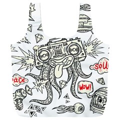 Drawing Clip Art Hand Painted Abstract Creative Space Squid Radio Full Print Recycle Bag (xxl) by Salman4z