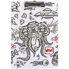 Drawing Clip Art Hand Painted Abstract Creative Space Squid Radio A4 Acrylic Clipboard by Salman4z