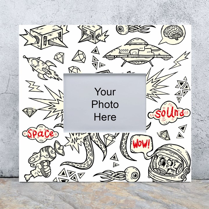 Drawing Clip Art Hand Painted Abstract Creative Space Squid Radio White Wall Photo Frame 5  x 7 