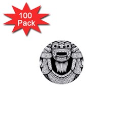 Balinese Art Barong Drawing Bali White Background People 1  Mini Buttons (100 Pack)  by Salman4z