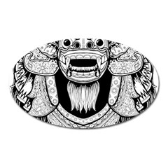 Balinese Art Barong Drawing Bali White Background People Oval Magnet by Salman4z