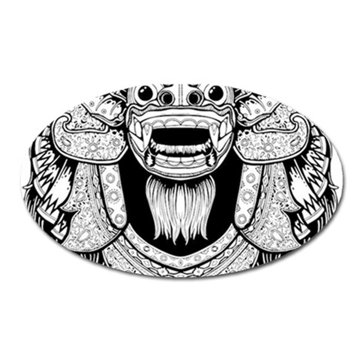 Balinese Art Barong Drawing Bali White Background People Oval Magnet