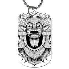 Balinese Art Barong Drawing Bali White Background People Dog Tag (one Side) by Salman4z