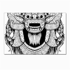 Balinese Art Barong Drawing Bali White Background People Postcards 5  X 7  (pkg Of 10) by Salman4z