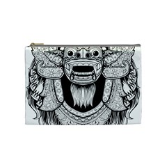 Balinese Art Barong Drawing Bali White Background People Cosmetic Bag (medium) by Salman4z