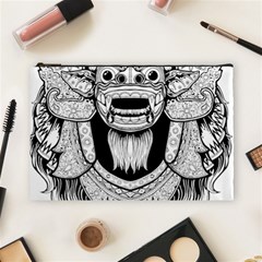 Balinese Art Barong Drawing Bali White Background People Cosmetic Bag (Large)