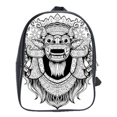 Balinese Art Barong Drawing Bali White Background People School Bag (Large)