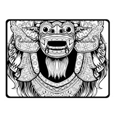 Balinese Art Barong Drawing Bali White Background People Two Sides Fleece Blanket (Small)