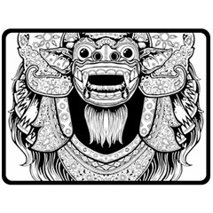 Balinese Art Barong Drawing Bali White Background People Two Sides Fleece Blanket (large) by Salman4z