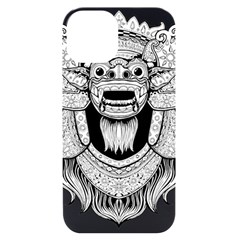 Balinese Art Barong Drawing Bali White Background People iPhone 14 Black UV Print Case