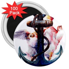 Anchor Watercolor Painting Tattoo Art Anchors And Birds 3  Magnets (100 Pack) by Salman4z