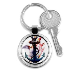 Anchor Watercolor Painting Tattoo Art Anchors And Birds Key Chain (round) by Salman4z