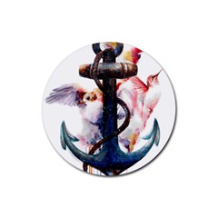 Anchor Watercolor Painting Tattoo Art Anchors And Birds Rubber Round Coaster (4 Pack) by Salman4z