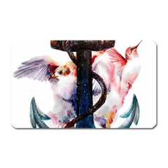 Anchor Watercolor Painting Tattoo Art Anchors And Birds Magnet (rectangular) by Salman4z