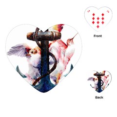 Anchor Watercolor Painting Tattoo Art Anchors And Birds Playing Cards Single Design (heart) by Salman4z