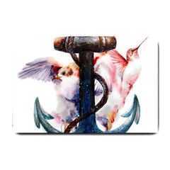 Anchor Watercolor Painting Tattoo Art Anchors And Birds Small Doormat by Salman4z