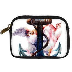 Anchor Watercolor Painting Tattoo Art Anchors And Birds Digital Camera Leather Case by Salman4z