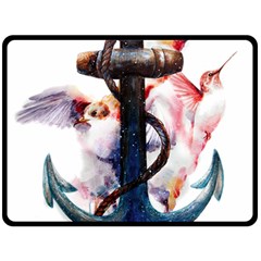 Anchor Watercolor Painting Tattoo Art Anchors And Birds Fleece Blanket (large) by Salman4z