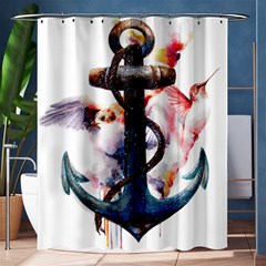 Anchor Watercolor Painting Tattoo Art Anchors And Birds Shower Curtain 60  X 72  (medium)  by Salman4z