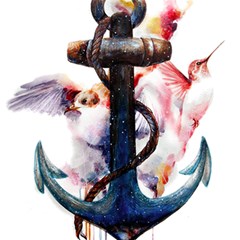 Anchor Watercolor Painting Tattoo Art Anchors And Birds Play Mat (rectangle) by Salman4z