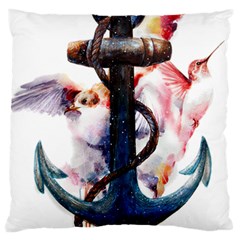 Anchor Watercolor Painting Tattoo Art Anchors And Birds Large Cushion Case (one Side) by Salman4z