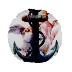 Anchor Watercolor Painting Tattoo Art Anchors And Birds Standard 15  Premium Round Cushions by Salman4z