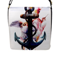 Anchor Watercolor Painting Tattoo Art Anchors And Birds Flap Closure Messenger Bag (l) by Salman4z