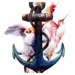 Anchor Watercolor Painting Tattoo Art Anchors And Birds Wooden Puzzle Square by Salman4z