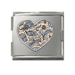 Texture Ornament Paisley Mega Link Heart Italian Charm (18mm)