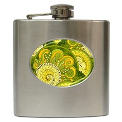 Doodles Patterns Ornament Vector Flowers Green Hip Flask (6 Oz) by Salman4z