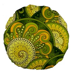 Doodles Patterns Ornament Vector Flowers Green Large 18  Premium Round Cushions by Salman4z