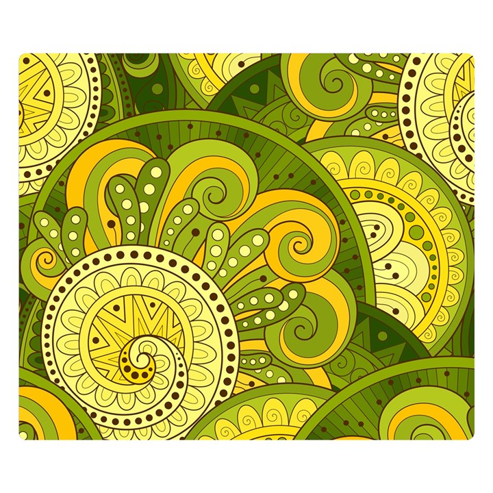 Doodles Patterns Ornament Vector Flowers Green Two Sides Premium Plush Fleece Blanket (Small)